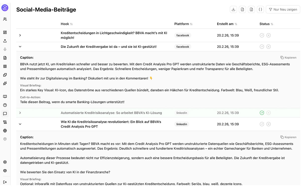 Noutdated Social-Media-Beiträge — Fertige Posts für Facebook, LinkedIn, Instagram und TikTok